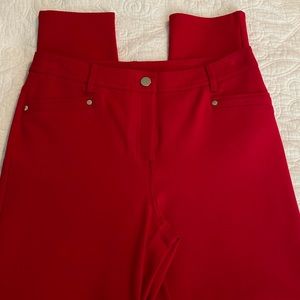 Chico’s Cherry Red Pants with Gold Button Detail